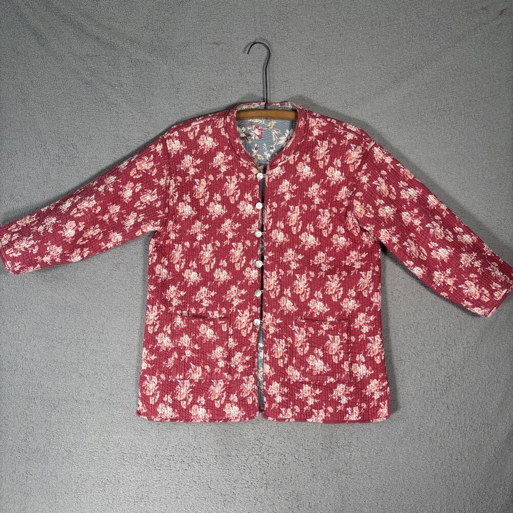 Women's XL Reversible Quilted Jacket Floral Grandmacore Boho Vintage Cottagecore - Picture 11 of 16